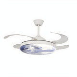 Modern Round Moon Shade Ceiling Fan with LED Light Image - 9