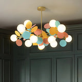 Modern Round Multi-Color Disc Globe Bedroom Chandelier Image - 1