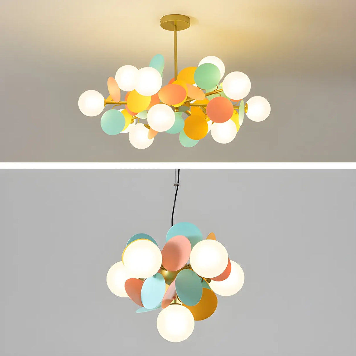 Modern Round Multi-Color Disc Globe Bedroom Chandelier Image - 13