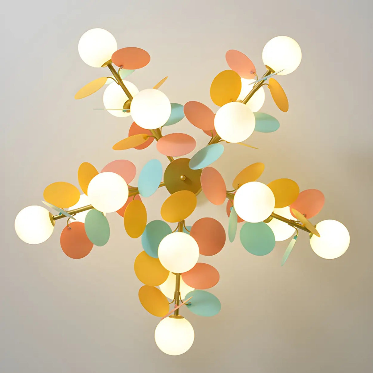 Modern Round Multi-Color Disc Globe Bedroom Chandelier Image - 17