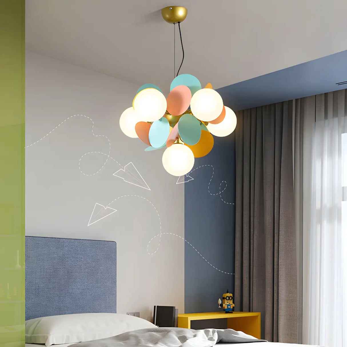 Modern Round Multi-Color Disc Globe Bedroom Chandelier Image - 29