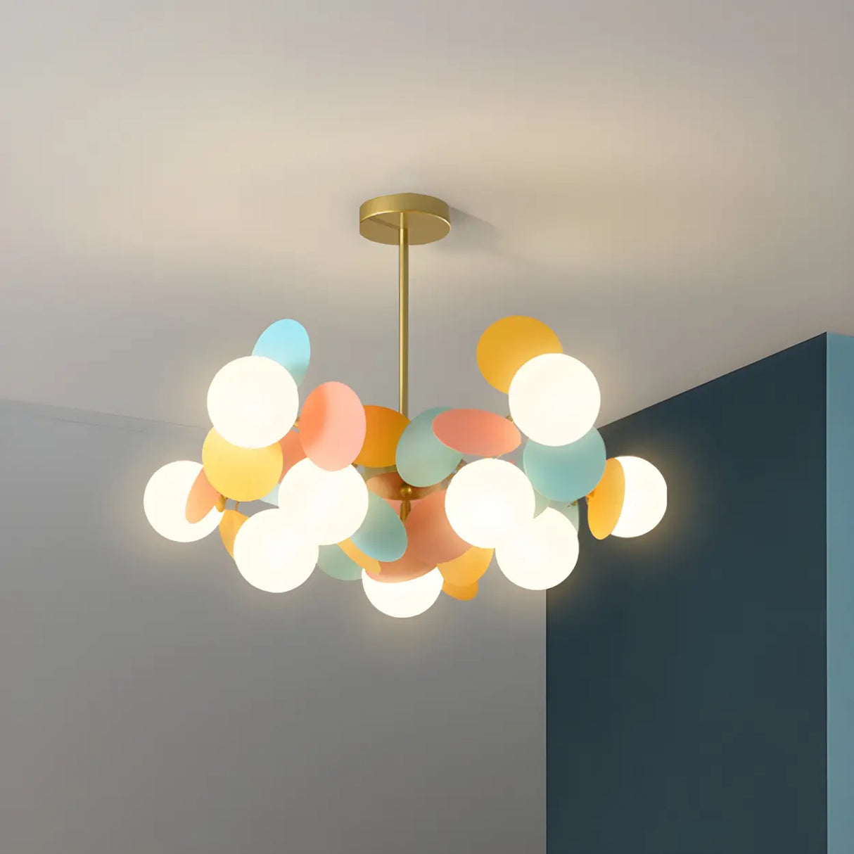 Modern Round Multi-Color Disc Globe Bedroom Chandelier Image - 31