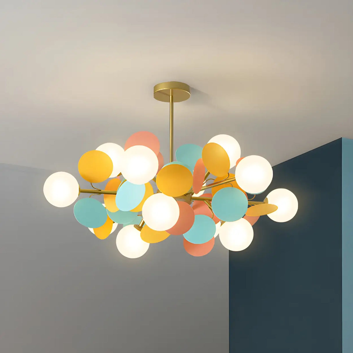 Modern Round Multi-Color Disc Globe Bedroom Chandelier Image - 32