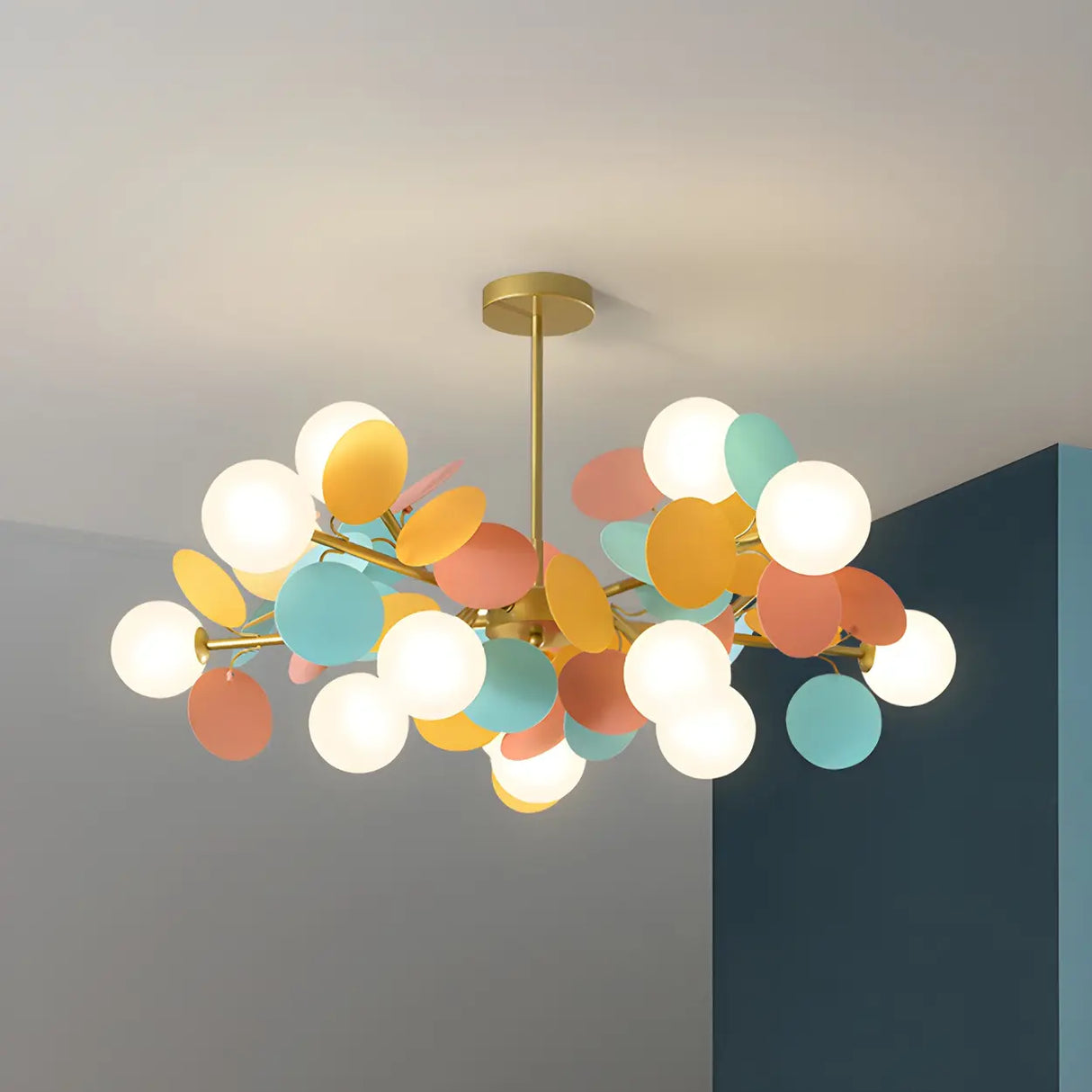 Modern Round Multi-Color Disc Globe Bedroom Chandelier Image - 33