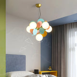 Modern Round Multi-Color Disc Globe Bedroom Chandelier Image - 6