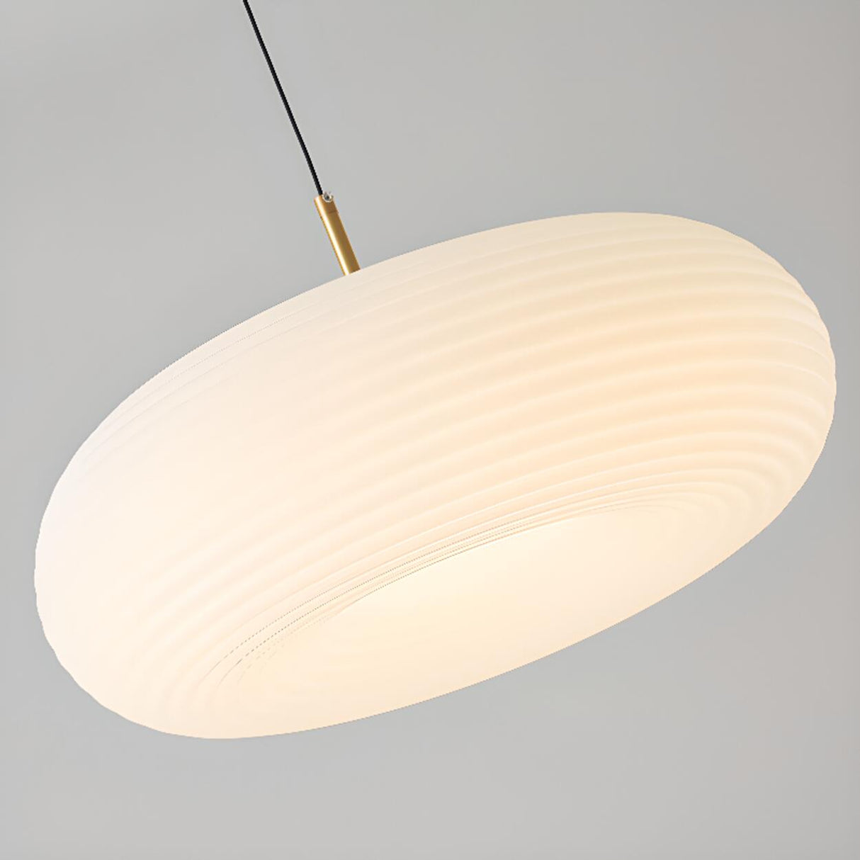 Modern Round Pendant Light White Glass Flexible Length Image - 14