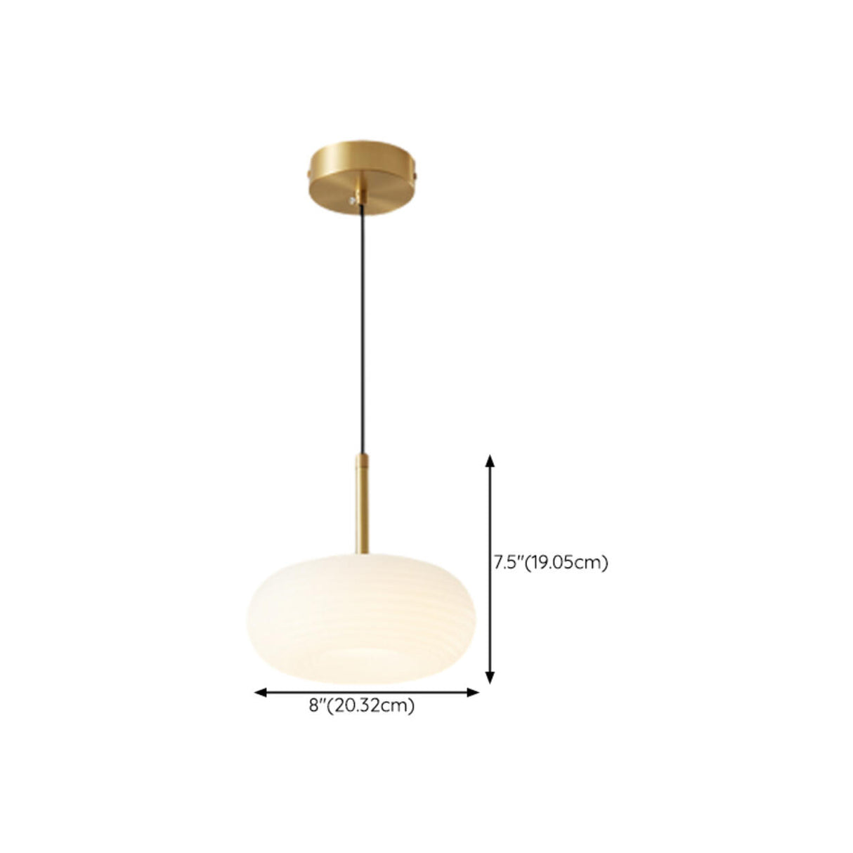 Modern Round Pendant Light White Glass Flexible Length 