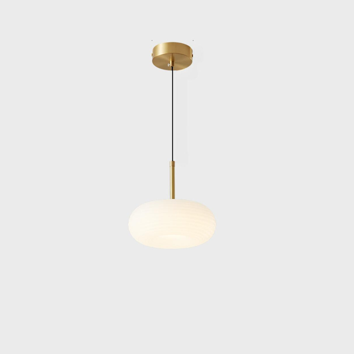 Modern Round Pendant Light White Glass Flexible Length Image - 2