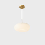 Modern Round Pendant Light White Glass Flexible Length Image - 3