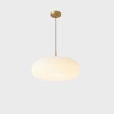 Modern Round Pendant Light White Glass Flexible Length Image - 5