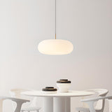 Modern Round Pendant Light White Glass Flexible Length Image - 6