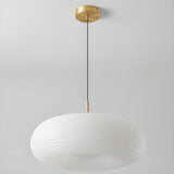 Modern Round Pendant Light White Glass Flexible Length Image - 9