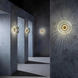 Modern Round Pleated Design Wall Sconce Image - 2