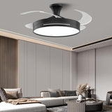 Modern Round Remote 4 Blade Ceiling Fan with LED Light Image - 1