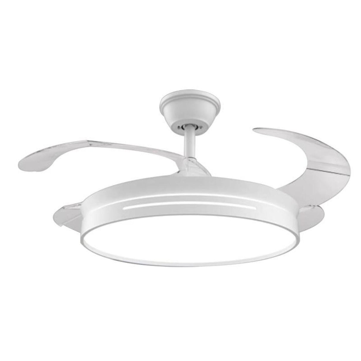 Modern Round Remote 4 Blade Ceiling Fan with LED Light Image - 10