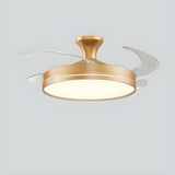 Modern Round Remote 4 Blade Ceiling Fan with LED Light Image - 11