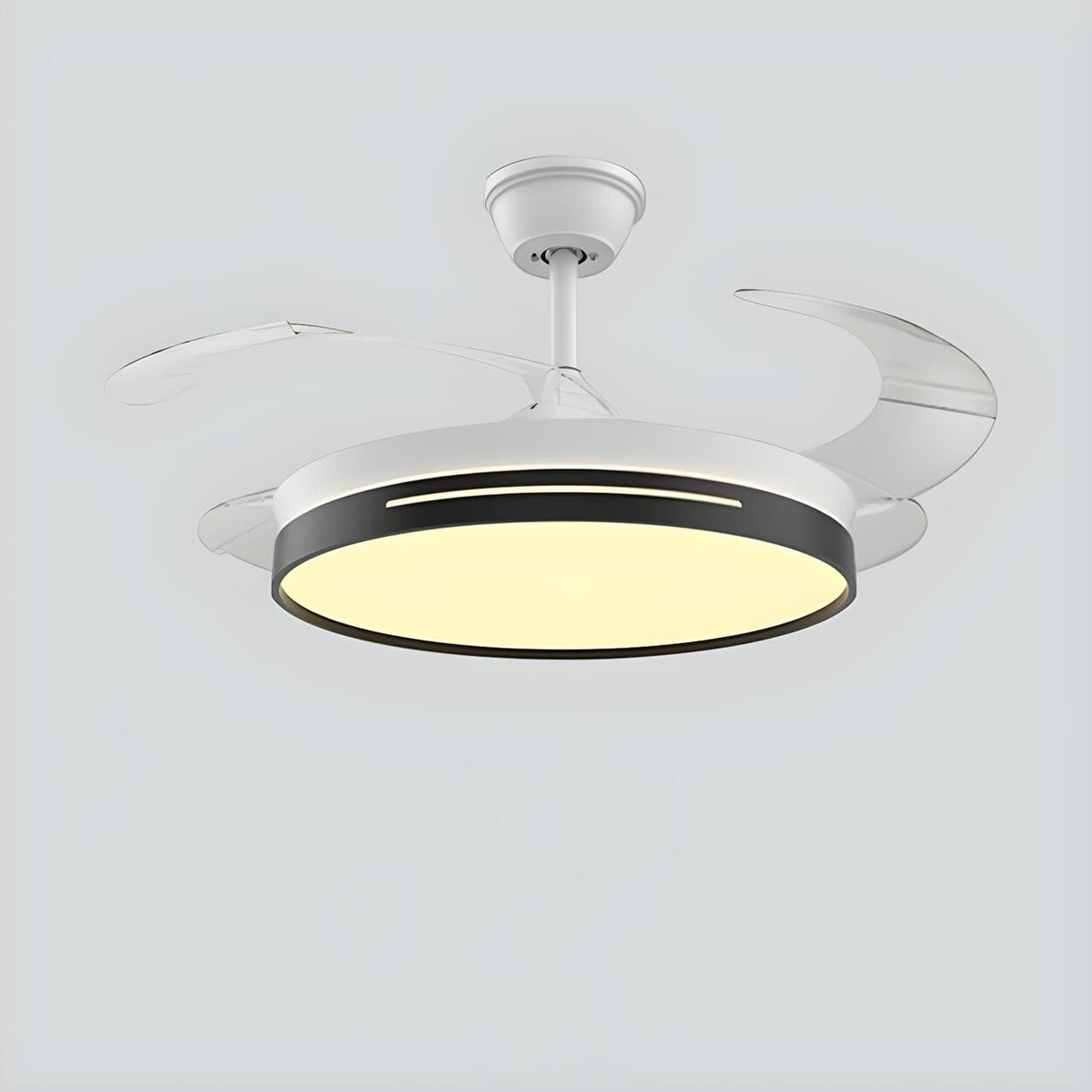 Modern Round Remote 4 Blade Ceiling Fan with LED Light Image - 13