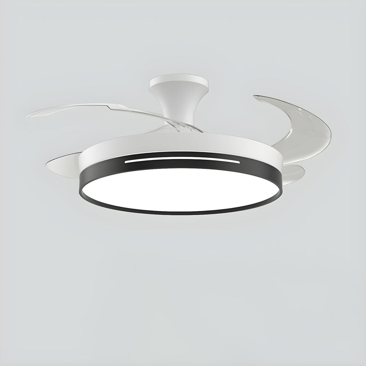 Modern Round Remote 4 Blade Ceiling Fan with LED Light Image - 15