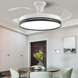 Modern Round Remote 4 Blade Ceiling Fan with LED Light Image - 18