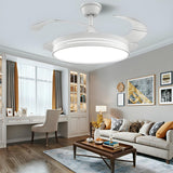 Modern Round Remote 4 Blade Ceiling Fan with LED Light Image - 19