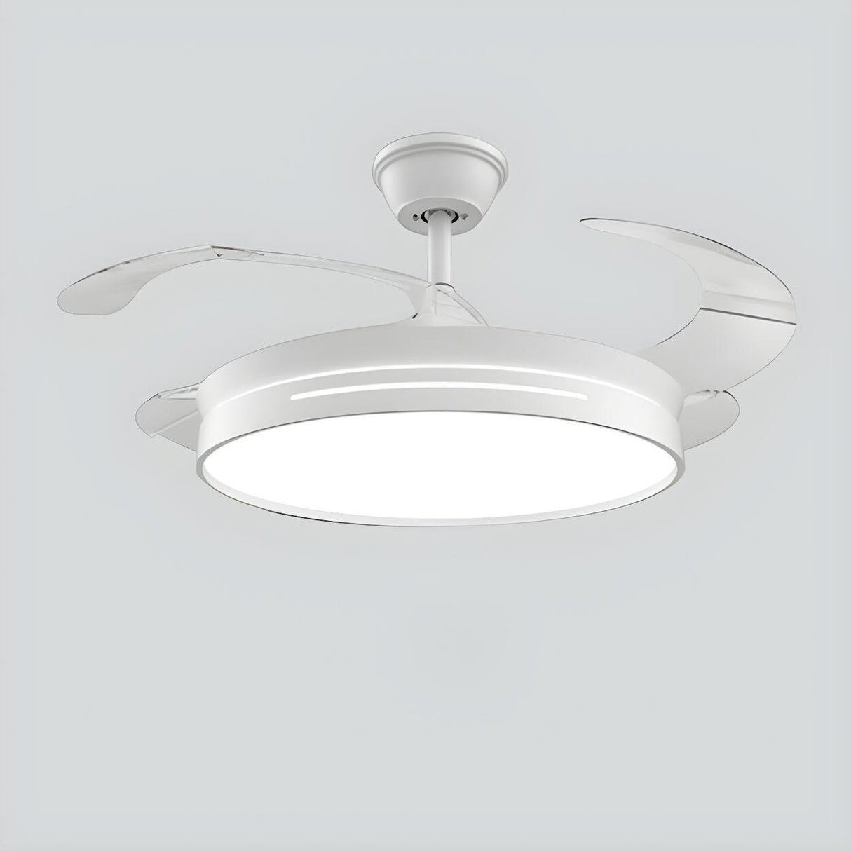 Modern Round Remote 4 Blade Ceiling Fan with LED Light Image - 2