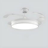 Modern Round Remote 4 Blade Ceiling Fan with LED Light Image - 2