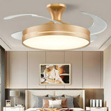 Modern Round Remote 4 Blade Ceiling Fan with LED Light Image - 20