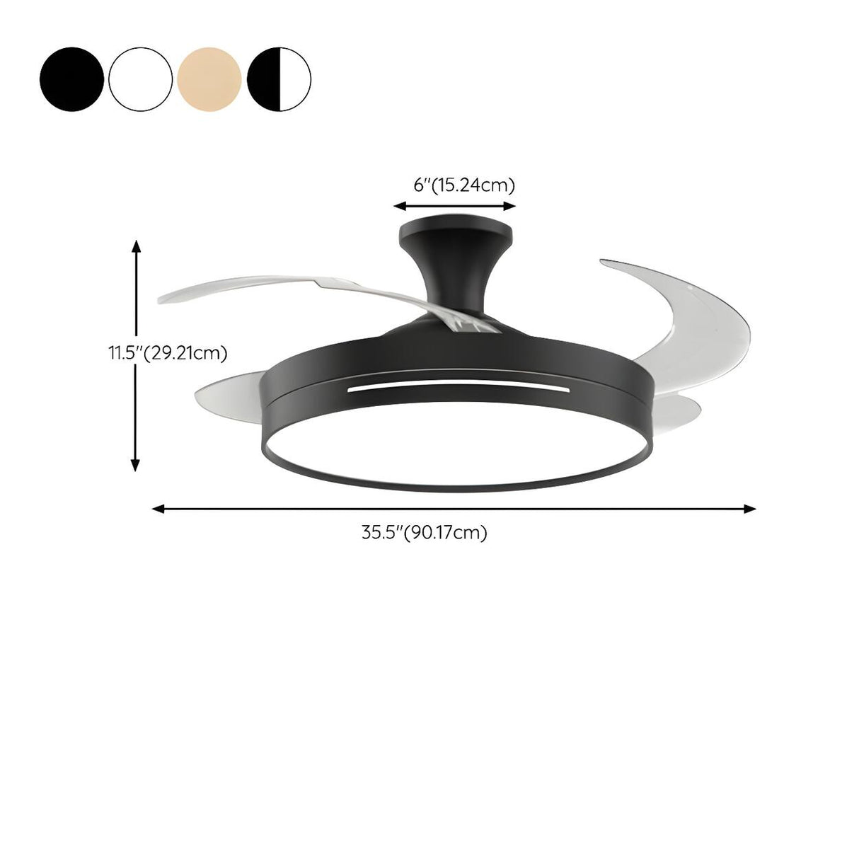 Modern Round Remote 4 Blade Ceiling Fan with LED Light Image - 22