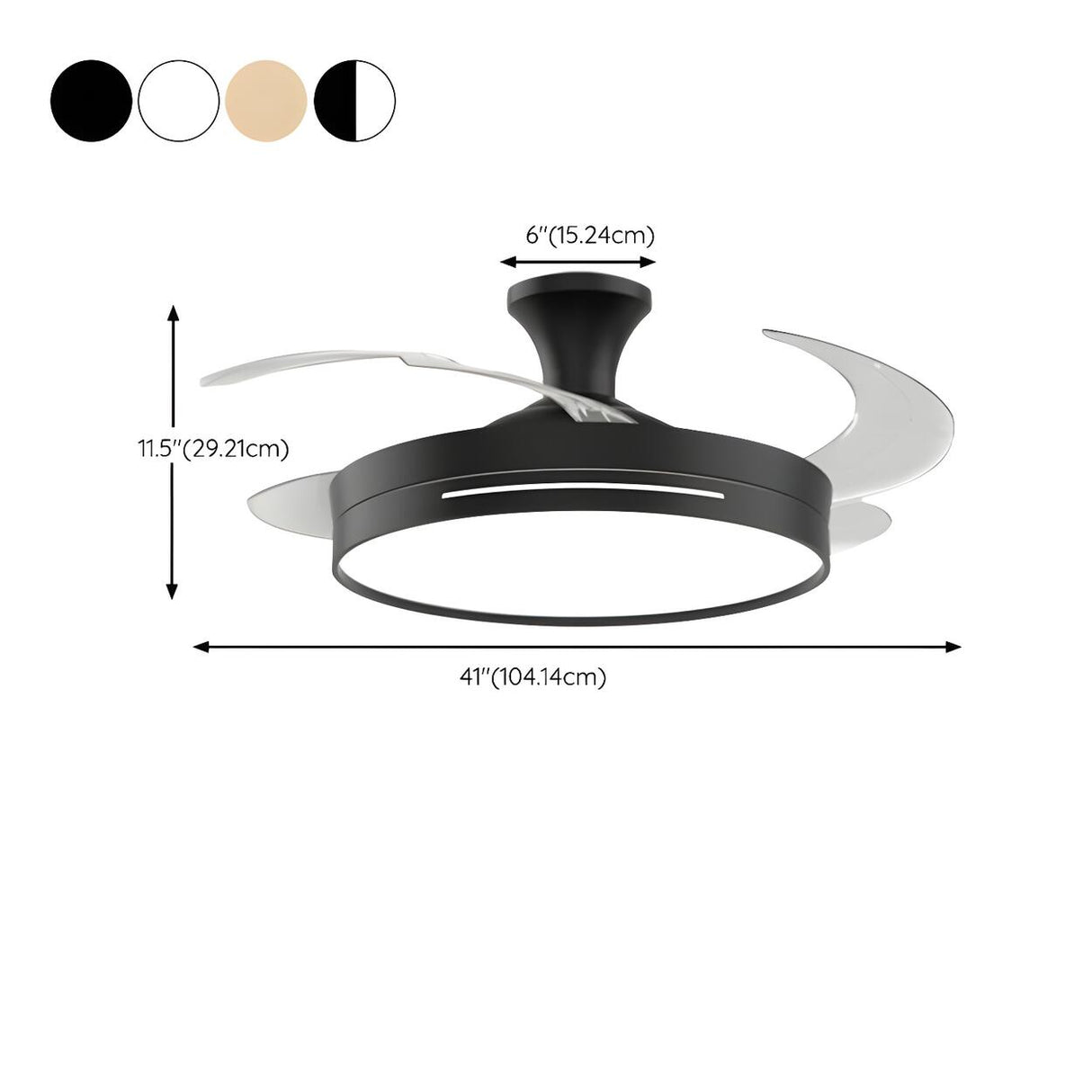 Modern Round Remote 4 Blade Ceiling Fan with LED Light Image - 24