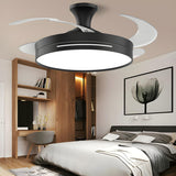 Modern Round Remote 4 Blade Ceiling Fan with LED Light Image - 3