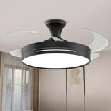 Modern Round Remote 4 Blade Ceiling Fan with LED Light Image - 5