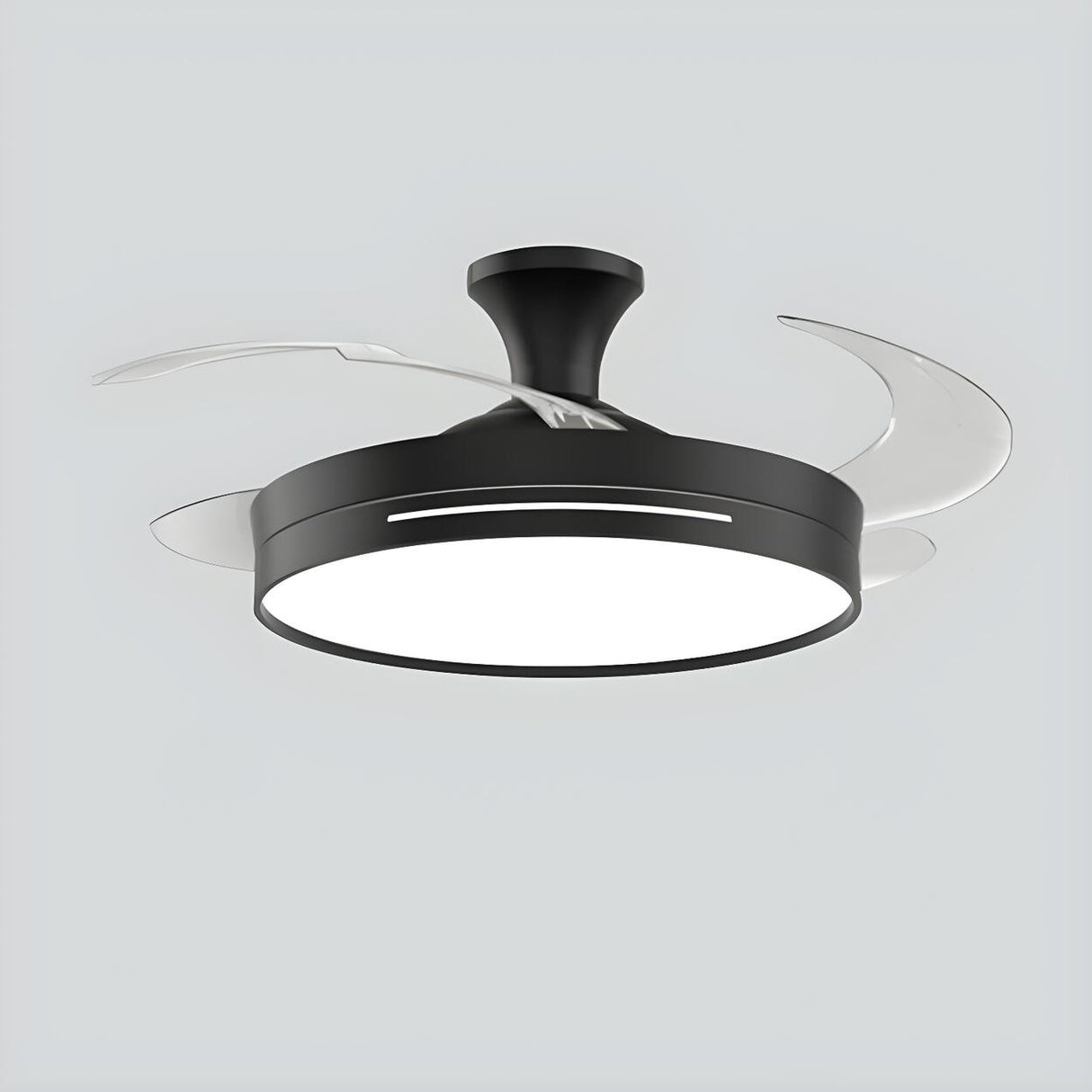 Modern Round Remote 4 Blade Ceiling Fan with LED Light Image - 7