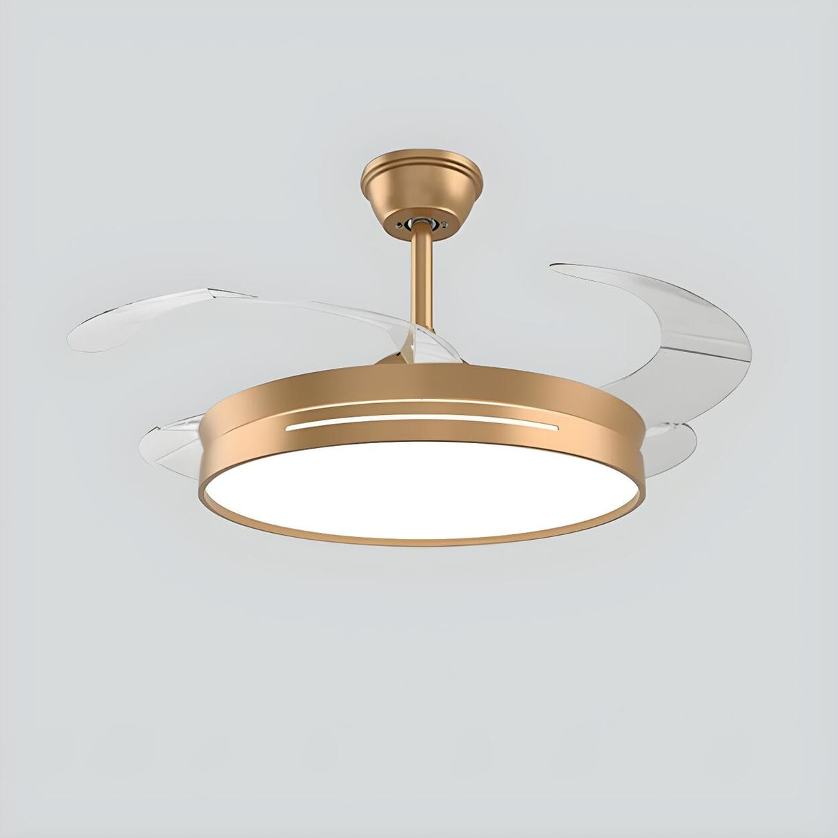 Modern Round Remote 4 Blade Ceiling Fan with LED Light Image - 9