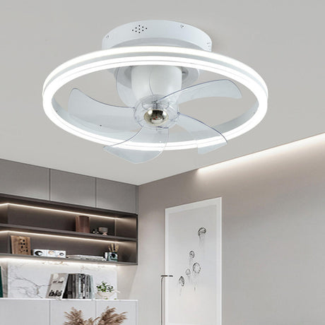 Modern Round Remote Control Ceiling Fan with LED Light Image - 1