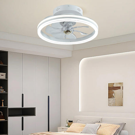 Modern Round Remote Control Ceiling Fan with LED Light Image - 2