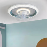 Modern Round Remote Dimmable Ceiling Fan with Light Image - 1