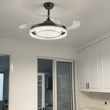 Modern Round Retractable Blades Ceiling Fan with Light Image - 13