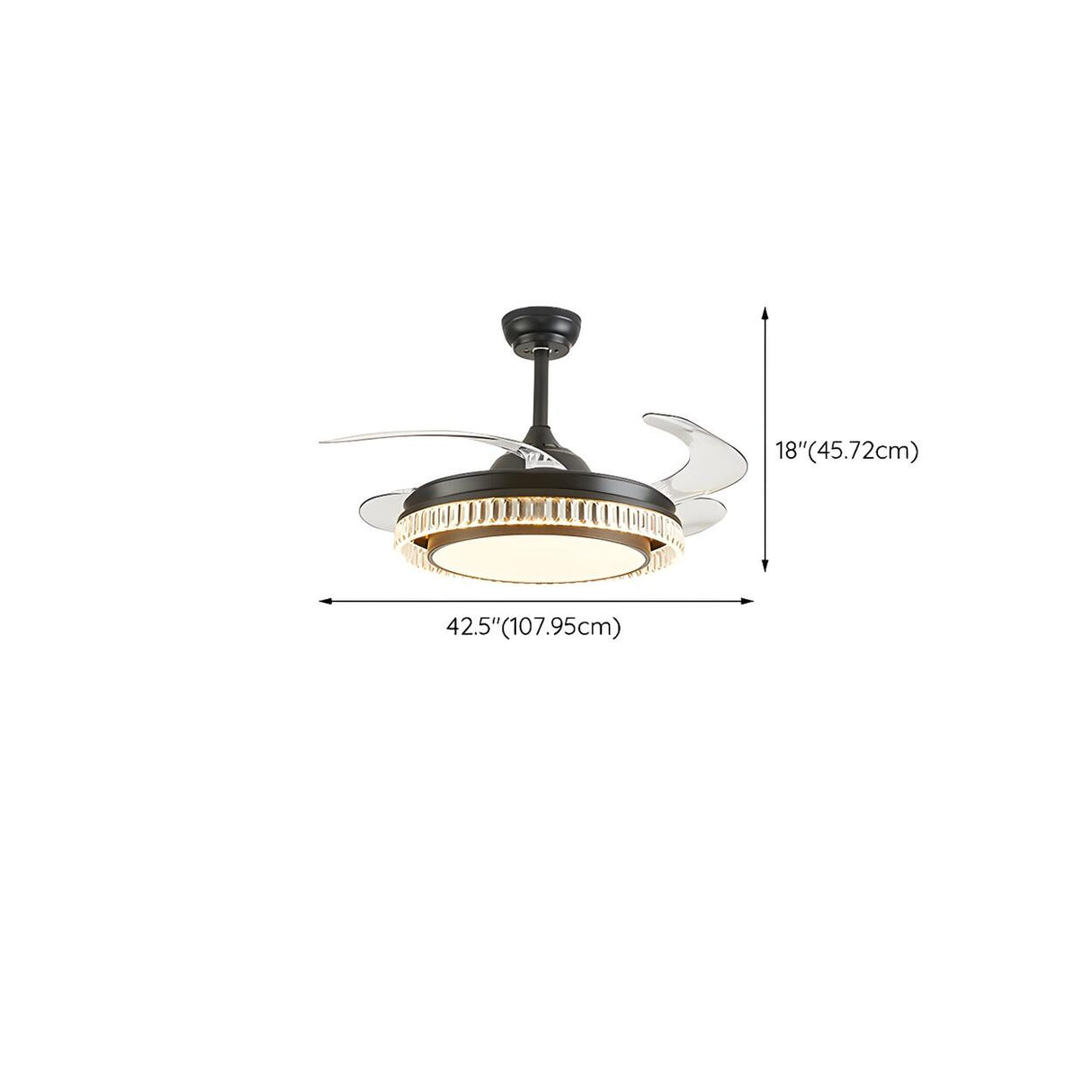 Modern Round Retractable Blades Ceiling Fan with Light Image - 16