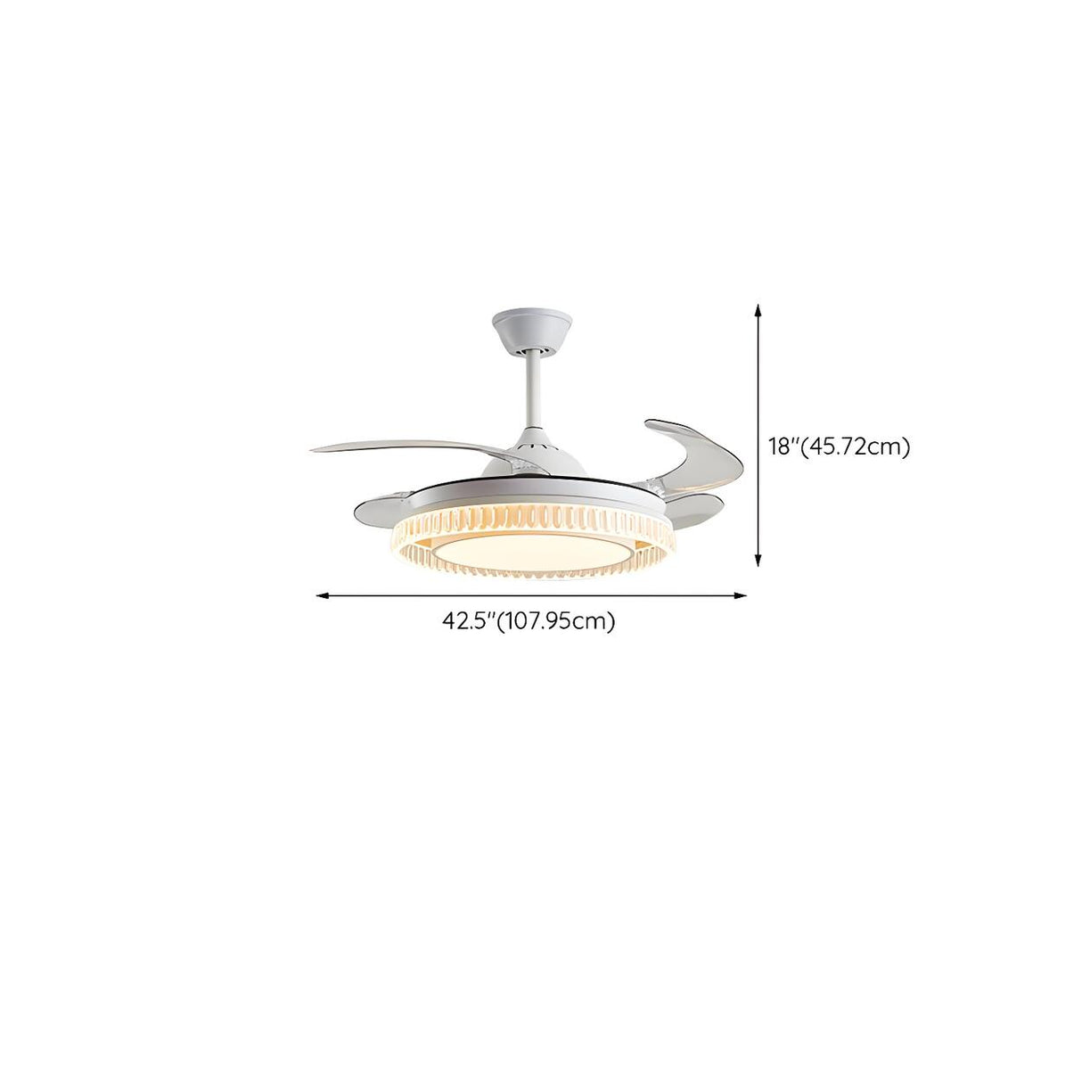 Modern Round Retractable Blades Ceiling Fan with Light Image - 17