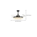 Modern Round Retractable Blades Ceiling Fan with Light Image - 19