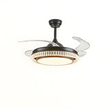 Modern Round Retractable Blades Ceiling Fan with Light Image - 3