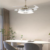 Modern Round Retractable Blades Ceiling Fan with Light Image - 6