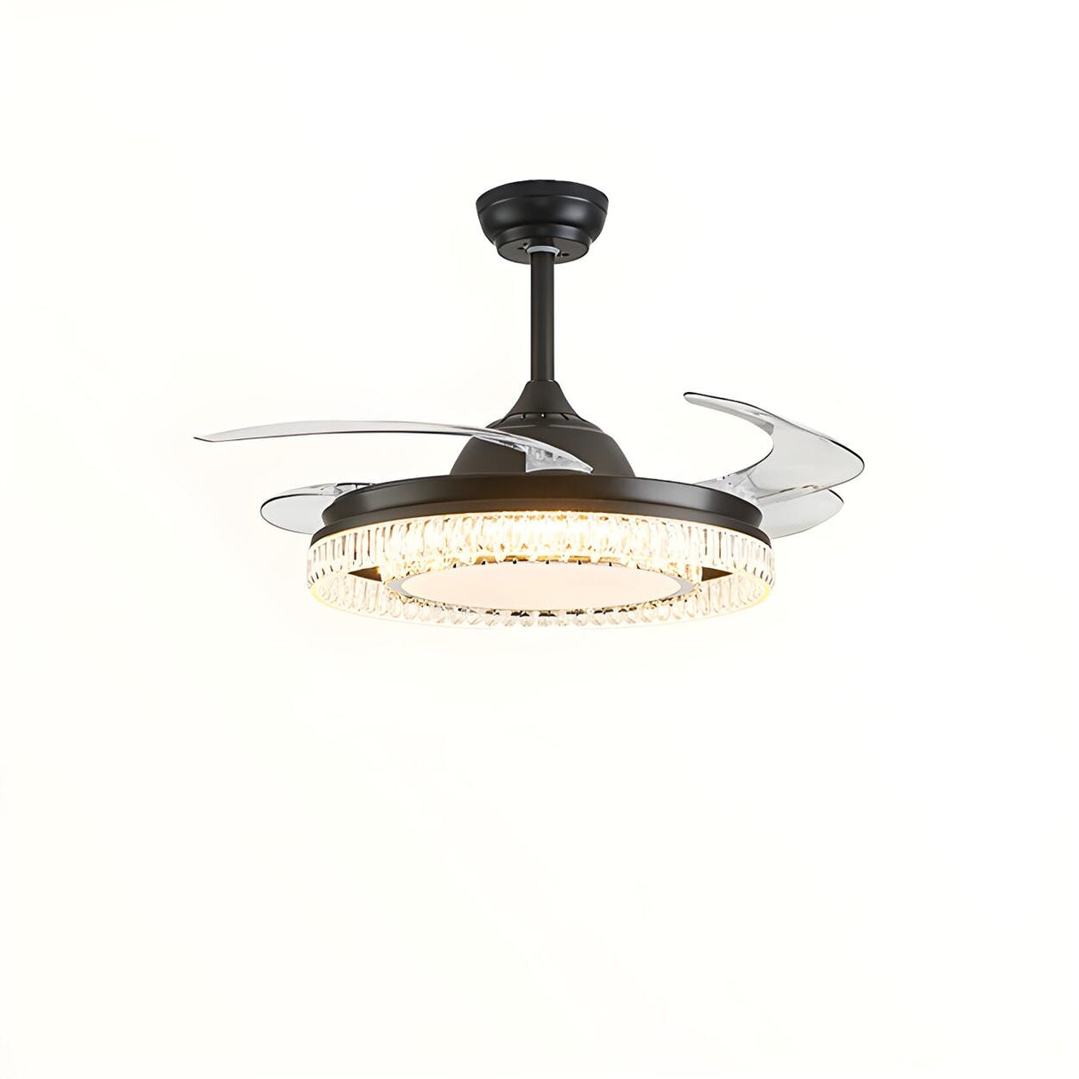 Modern Round Retractable Blades Ceiling Fan with Light Image - 7