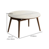 Modern Round Rubberwood Dining Table White Extension Image - 13