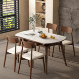 Modern Round Rubberwood Dining Table White Extension Image - 5