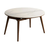 Modern Round Rubberwood Dining Table White Extension Image - 6