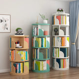 Modern Round Vertical Multi-Tier Wood Storage Bookcase Image - 1