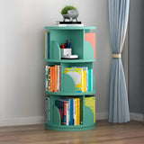 Modern Round Vertical Multi-Tier Wood Storage Bookcase Image - 15