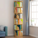 Modern Round Vertical Multi-Tier Wood Storage Bookcase Image - 16