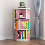 Modern Round Vertical Multi-Tier Wood Storage Bookcase Image - 22